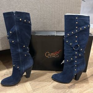 Carlos Santana Blue Suede heel boots size women’s size 7.5